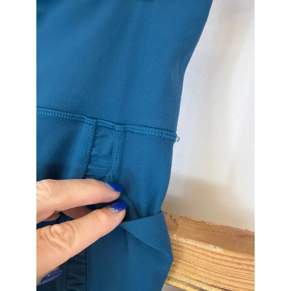 Athleta Teal Blue Ruched Activewear Cropped Pants XS - Picture 2 of 4